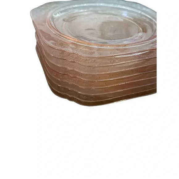 Vintage Pink Depression Glass Open Lace Divided Plate 7.5 Inch Lot of 8 - Picture 7 of 7